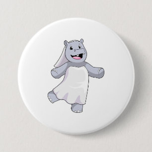 Badge Rond 7,6 Cm Hippo, mariée au voile