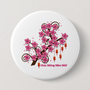 Badge Rond 7,6 Cm Hoa Dao Bonne Année