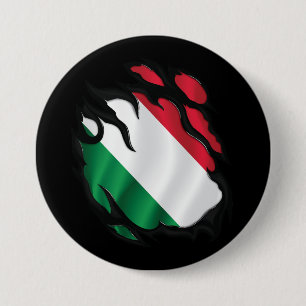 Badge Rond 7,6 Cm Hongrie Drapeau déchiré
