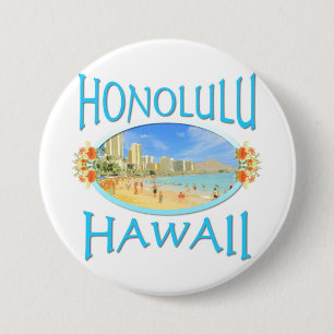 Badge Rond 7,6 Cm Honolulu Hawaï