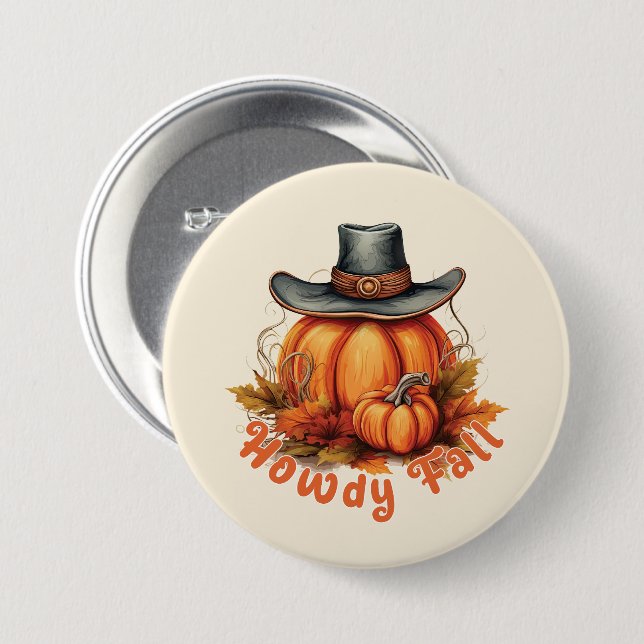 Badge Rond 7,6 Cm Howdy Fall - Vibes d'automne rustiques (Devant & derrière)