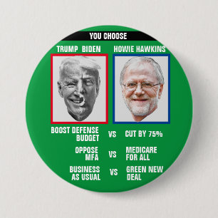 Badge Rond 7,6 Cm Howie Hawkins pour le président 2020