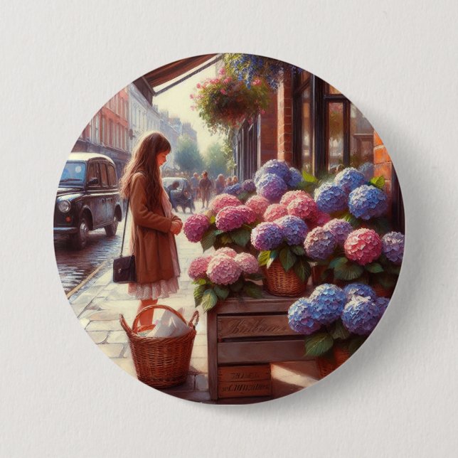 Badge Rond 7,6 Cm hydrangea (Devant)