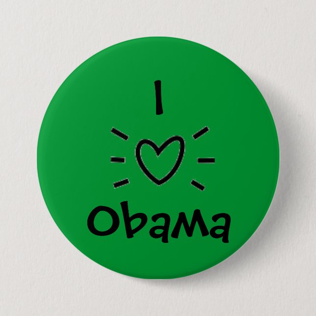 BADGE ROND 7,6 CM I "COEUR" OBAMA ! (Devant)