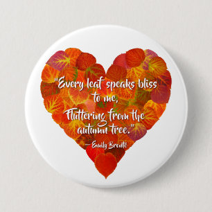 Badge Rond 7,6 Cm I Love Automne—Rouge Aspen Leaf Heart 1, Citation