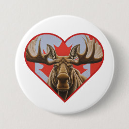 Badge Rond 7,6 Cm I Love Canada - Fière de l'orignal canadien et de 