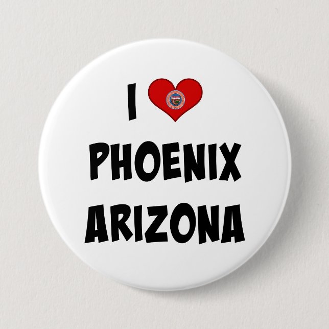 Badge Rond 7,6 Cm I Love Phoenix, Arizona (Devant)