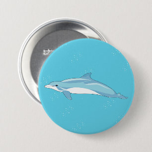 Badge Rond 7,6 Cm Illustration de dauphin bleu mignon océan