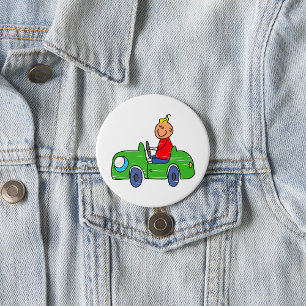 Badge Rond 7,6 Cm Illustration de la voiture verte pour enfants