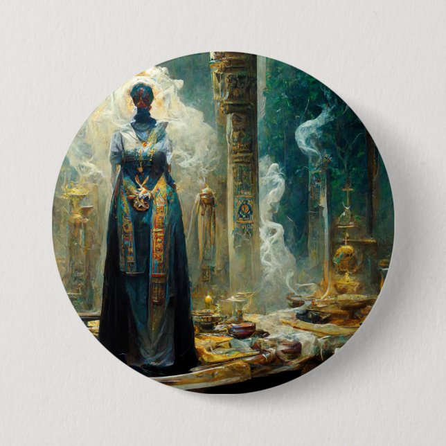Badge Rond 7,6 Cm Imaginaire de la prêtresse fantôme (Devant)