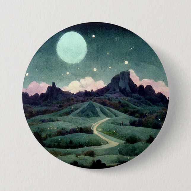 Badge Rond 7,6 Cm Imaginaire du paysage lunaire (Devant)