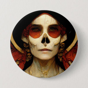 Badge Rond 7,6 Cm Imaginaire foncé Gothique Crâne femme 2