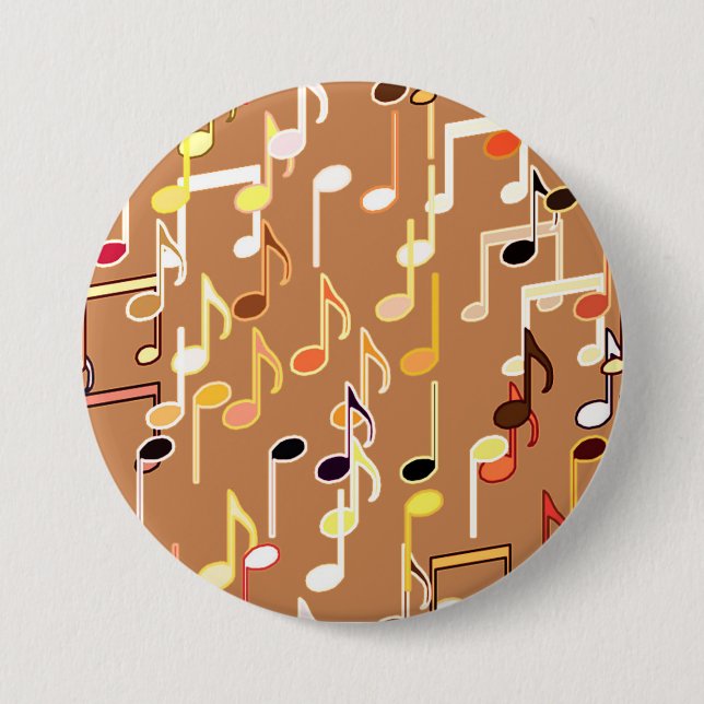 Badge Rond 7,6 Cm Impression musicale - Caramel Tan, Multi (Devant)
