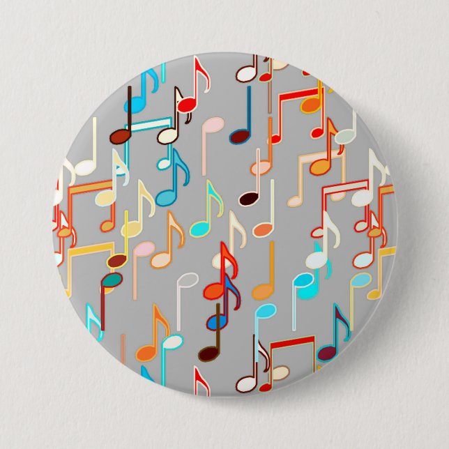 Badge Rond 7,6 Cm Impression musicale - Gris moyen, Multi (Devant)