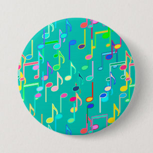 Badge Rond 7,6 Cm Impression musicale - turquoise, multi