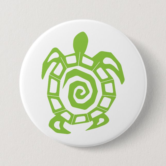 Badge Rond 7,6 Cm Impression verte de tortue (Devant)