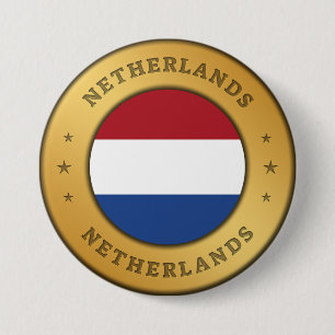 Badge Rond 7,6 Cm Indicateur Pays-Bas