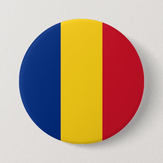 Badge Rond 7,6 Cm Indicateur Roumanie (Devant)