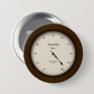 Badge Rond 7,6 Cm Ingéniosité Meter Style Vintage Gage Steampunk