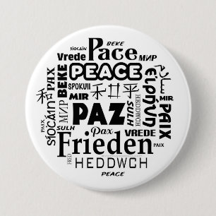 Badge Rond 7,6 Cm Insigne multilingue de paix
