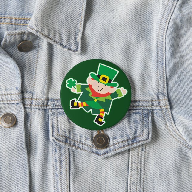 Badge Rond 7,6 Cm Irish Leprechaun Jig (En situation)