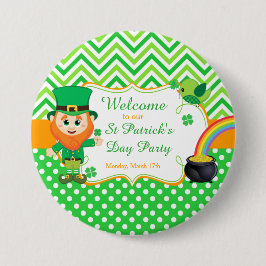 Badge Rond 7,6 Cm Irish Leprechaun St Patrick's Day Party