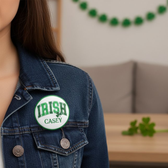 Badge Rond 7,6 Cm Irish Pride Retro St Patrick's Day Monogramme (Irish Pride Retro St Patrick's Day Custom Name)