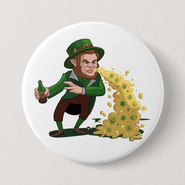 Badge Rond 7,6 Cm Irlandais Leprechaun Jetant Des Cookies Chanceux D (Devant)
