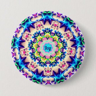 Badge Rond 7,6 Cm IVY ~ Birthday Star Pattern Personalized ~
