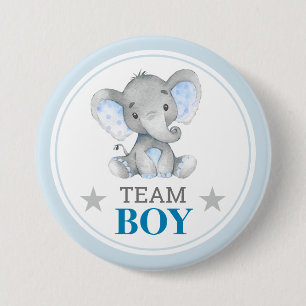 Badge Rond 7,6 Cm J Vote Équipe Garçon Révélation du Sexe du Bébé Sp