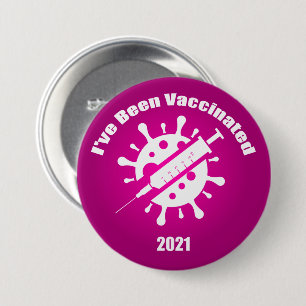 Badge Rond 7,6 Cm J'ai été vacciné en rose