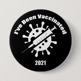 Badge Rond 7,6 Cm J'ai été vacciné noir