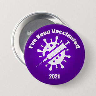 Badge Rond 7,6 Cm J'ai été vacciné violet