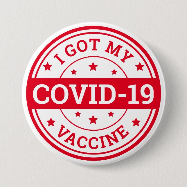 Badge Rond 7,6 Cm J'Ai Mon Vaccin Convid-19 (Devant)