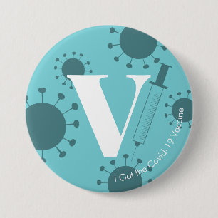 Badge Rond 7,6 Cm J'ai reçu le vaccin Covid-19 Subtle Turquoise