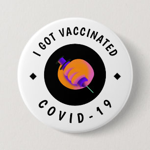 Badge Rond 7,6 Cm J'Ai Une Syringue Violet Vaccinée Moderne