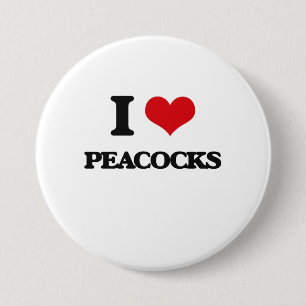 Badge Rond 7,6 Cm J'aime des paons