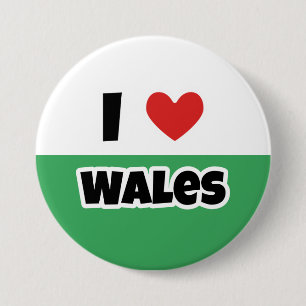 Badge Rond 7,6 Cm J'aime le Pays de Galles