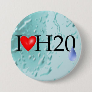 Badge Rond 7,6 Cm J'aime l'eau