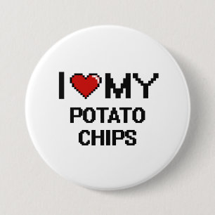 Badge Rond 7,6 Cm J'aime ma conception de Digitals de pommes chips