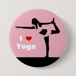 Badge Rond 7,6 Cm J'aime Madame de yoga Black Silhouette sur la