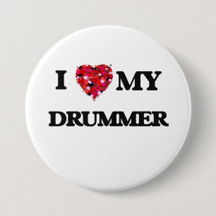Badge Rond 7,6 Cm J'aime mon batteur