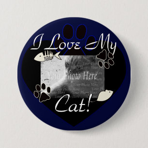 Badge Rond 7,6 Cm J'aime mon bouton de chat