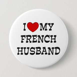 Badge Rond 7,6 Cm J'Aime Mon Mari Français