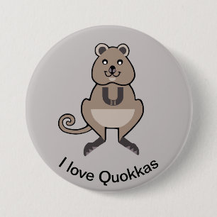 Badge Rond 7,6 Cm J'aime QUOKKAS -Marsupial - La faune australienne