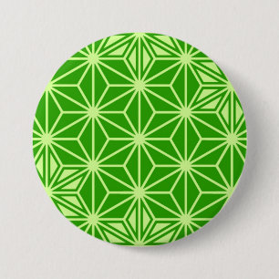 Badge Rond 7,6 Cm Japonais Asanoha motif - vert citron