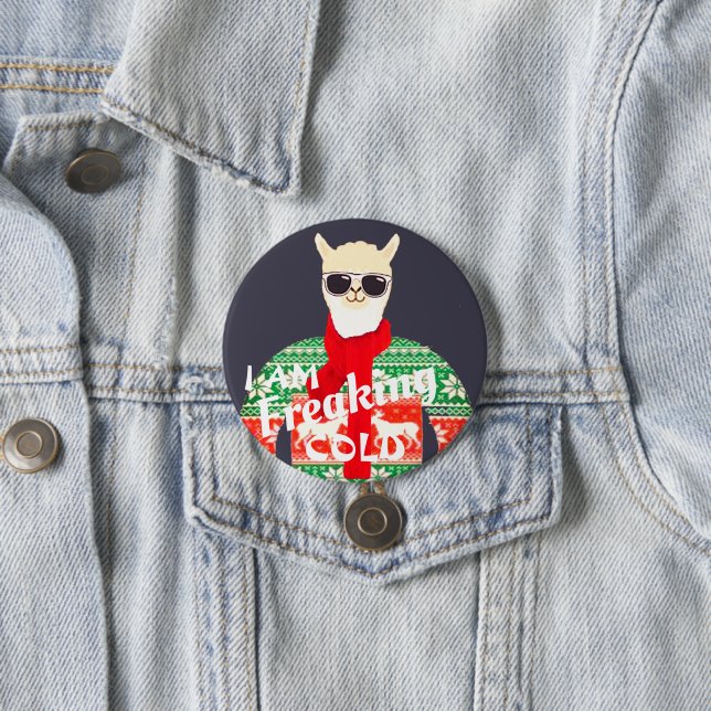 Badge Rond 7,6 Cm Je gèle ! Drôle Noël Llama Design (En situation)