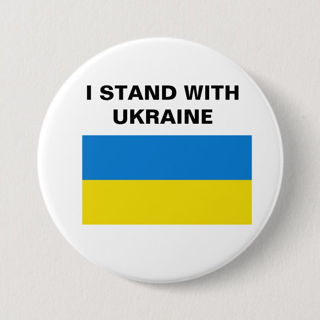 BADGE ROND 7,6 CM JE ME TIENS AVEC L'UKRAINE (Devant)