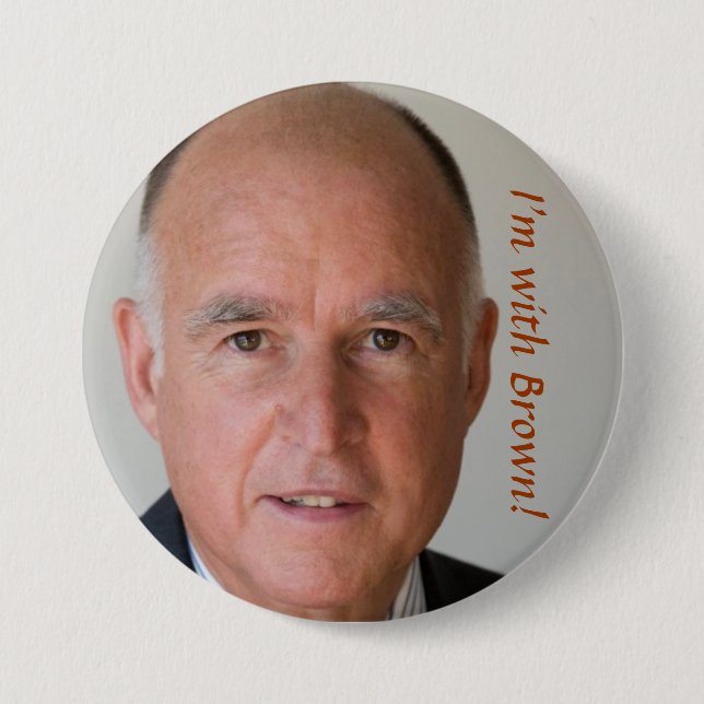 Badge Rond 7,6 Cm , Je suis avec le brun ! (Devant)