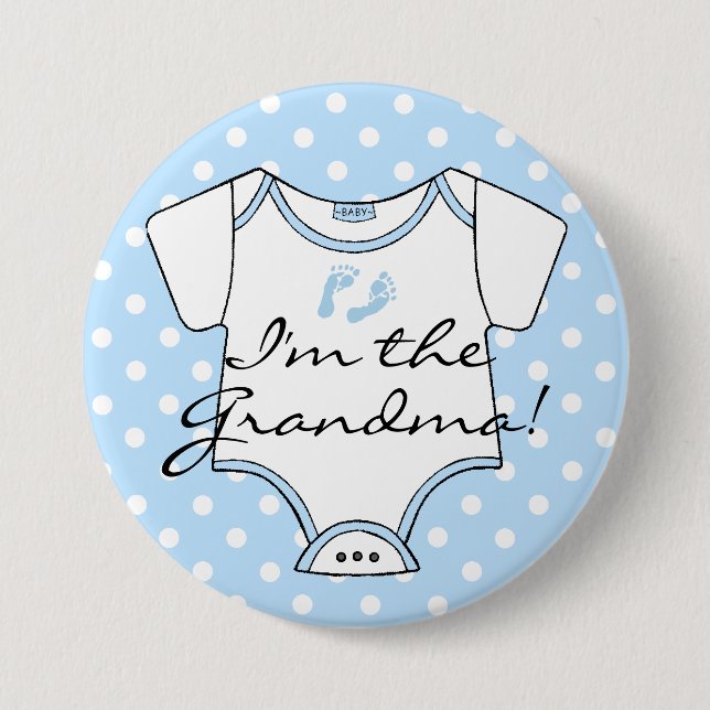 Badge Rond 7,6 Cm Je suis les empreintes de pas de bébé bleu de (Devant)